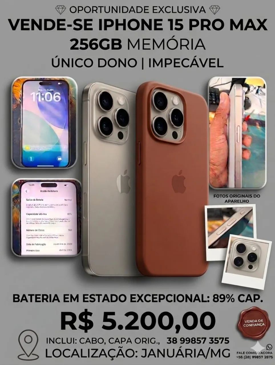iPhone 15 Pro Max 256gb de procedência - Celulares e Smartphones