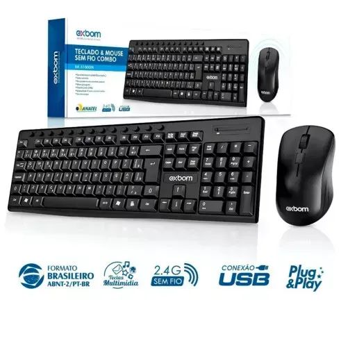 Kit Teclado e Mouse Sem Fio 2.4GHz Multimídia ABNT2 S1000M - Foto 3
