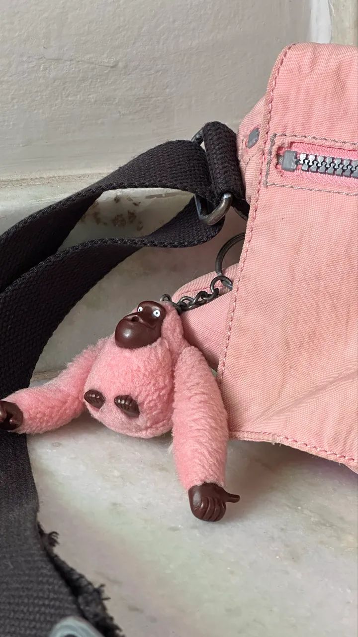 Bolsa Kipling Rosa Clara com Alça Preta