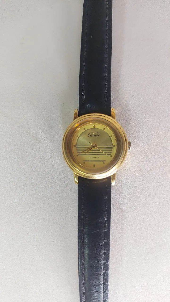 Relógio Cartier Clássico Vintage pulseira couro legítimo  - Foto 2