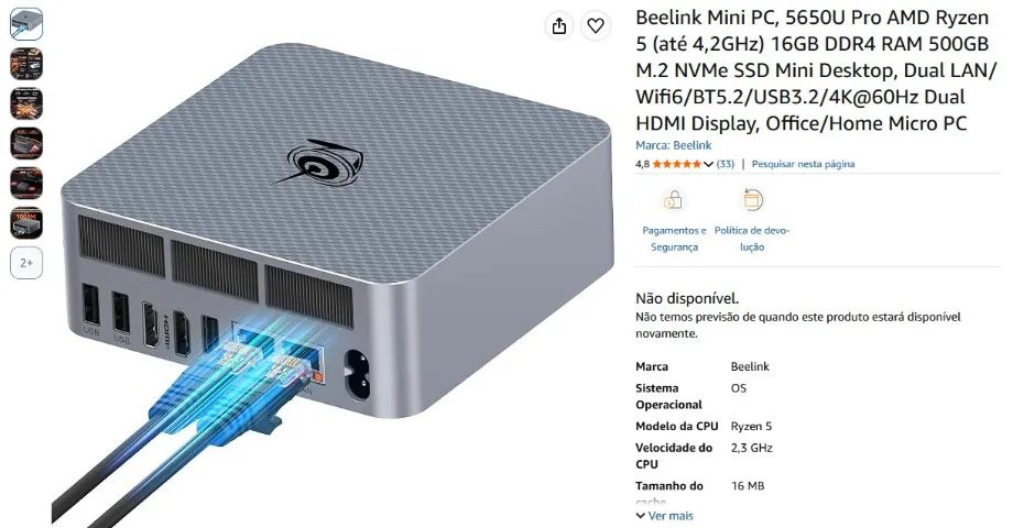 Mini PC Beelink Mini PC SEI ("PC Gemer"). - Foto 4