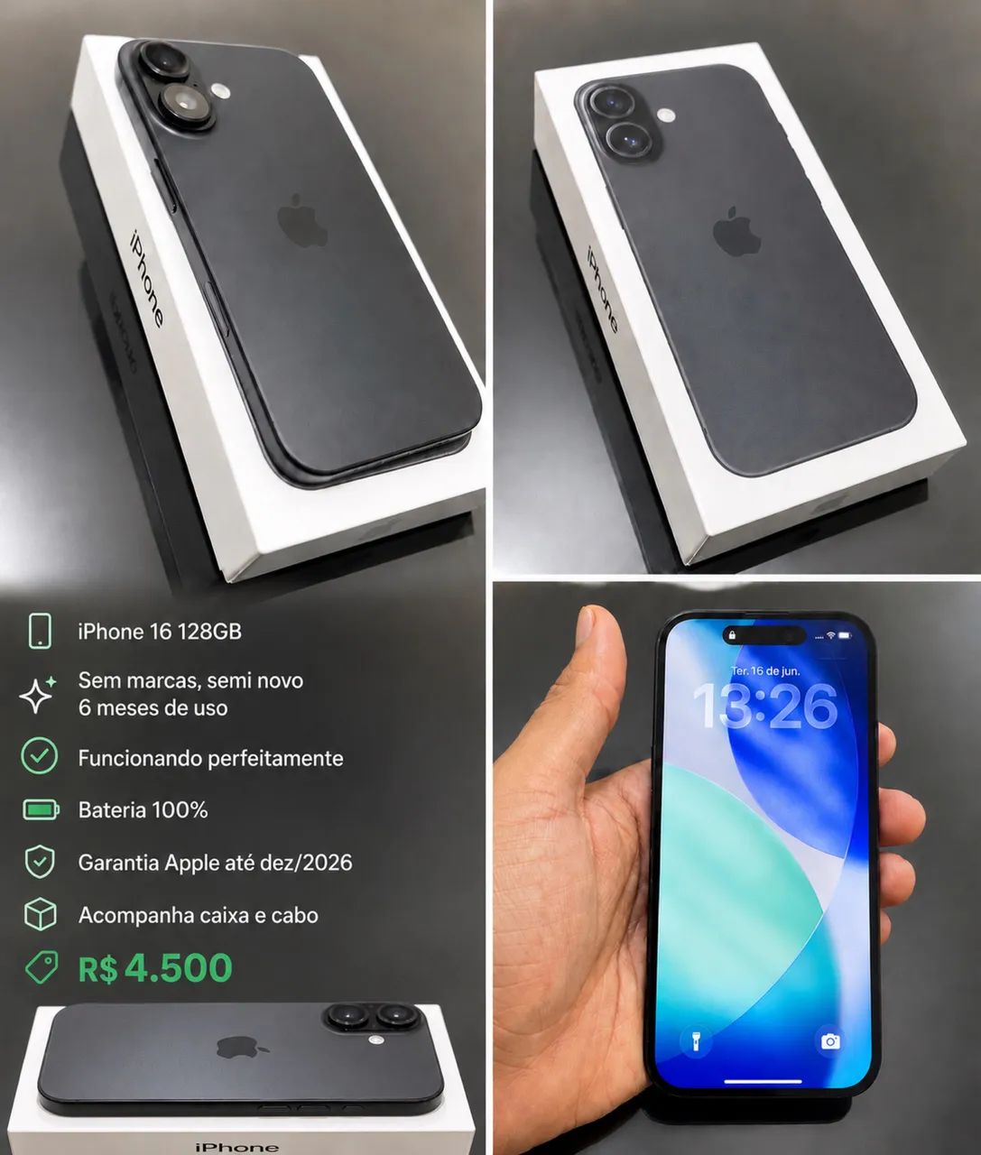 iPhone 16 128GB - muito novo 