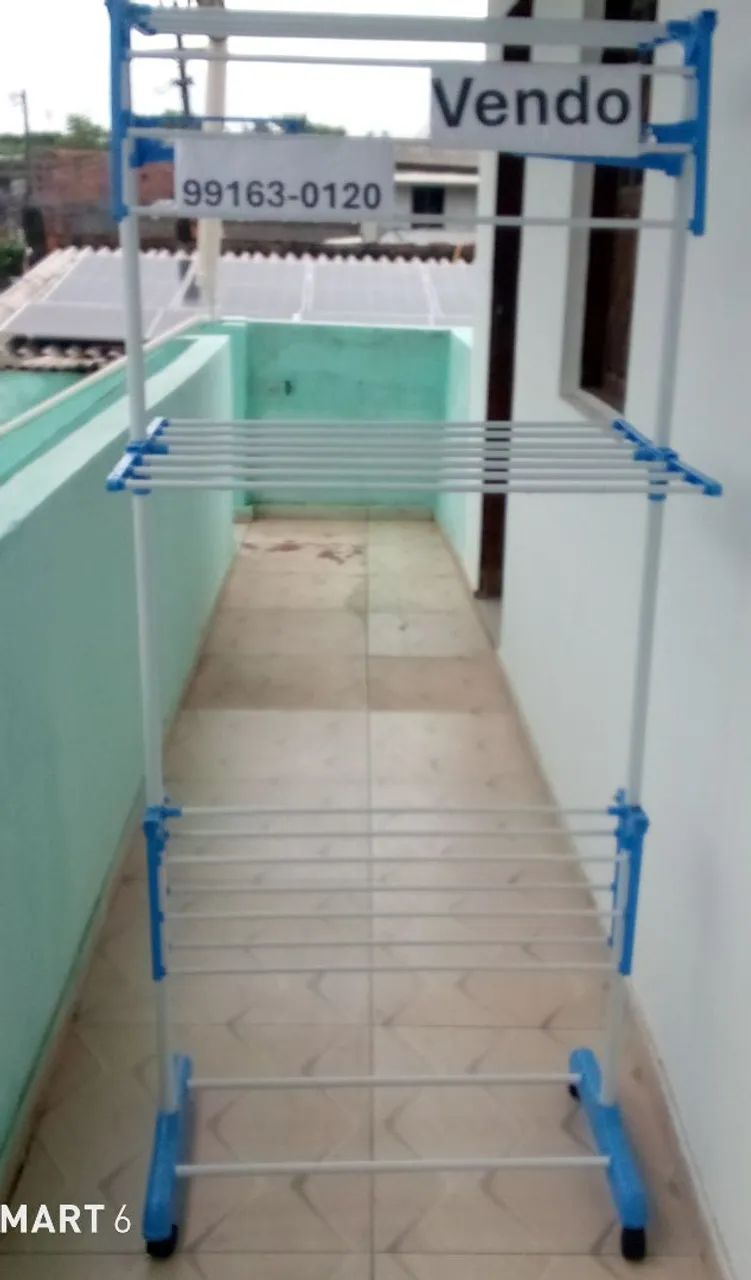 Varal 3 andar cor preta reforçado 30 kg de roupas  - Foto 3