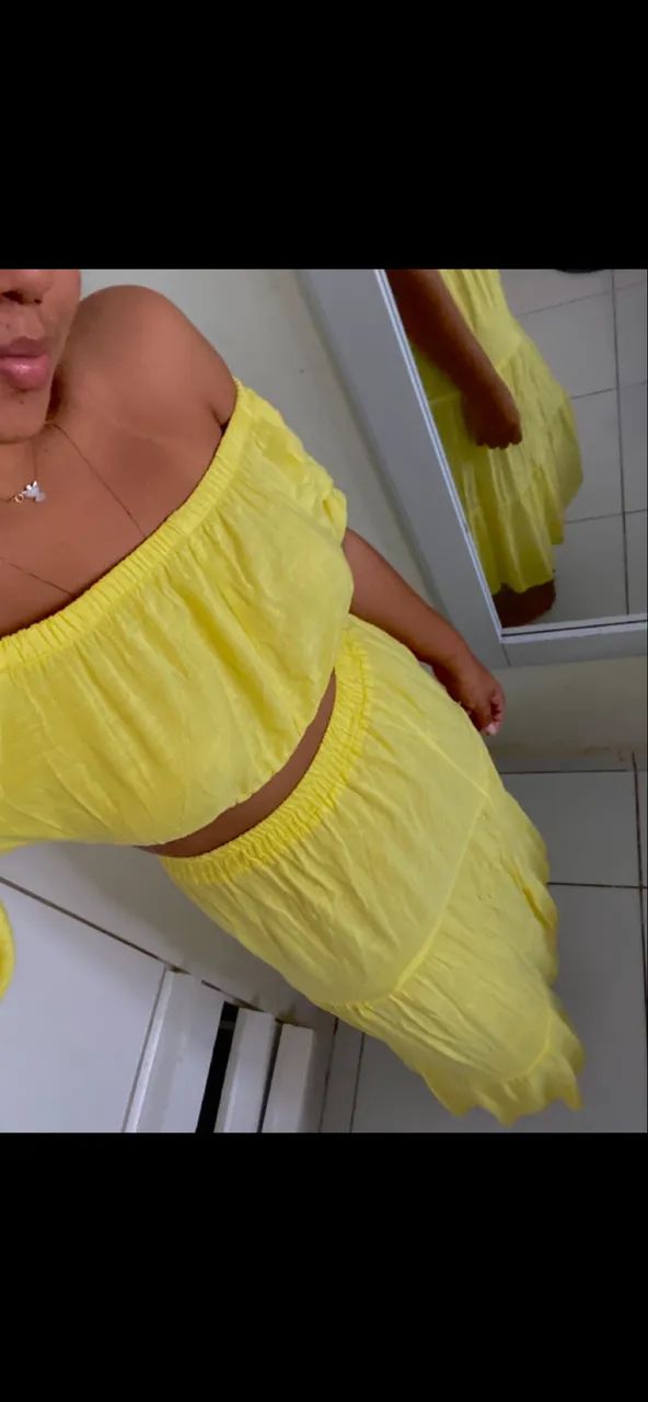Conjunto amarelo (blusa + saia)