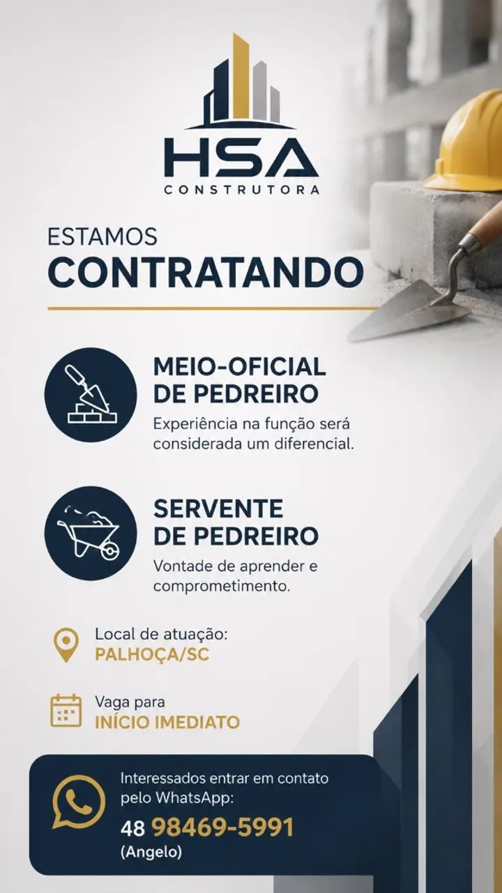 Meio-oficial e servente de pedreiro