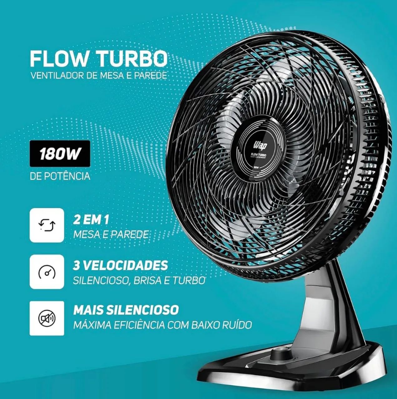 ventilador WAP Flow Turbo Com 8 pás e 3 velocidade  - Foto 2