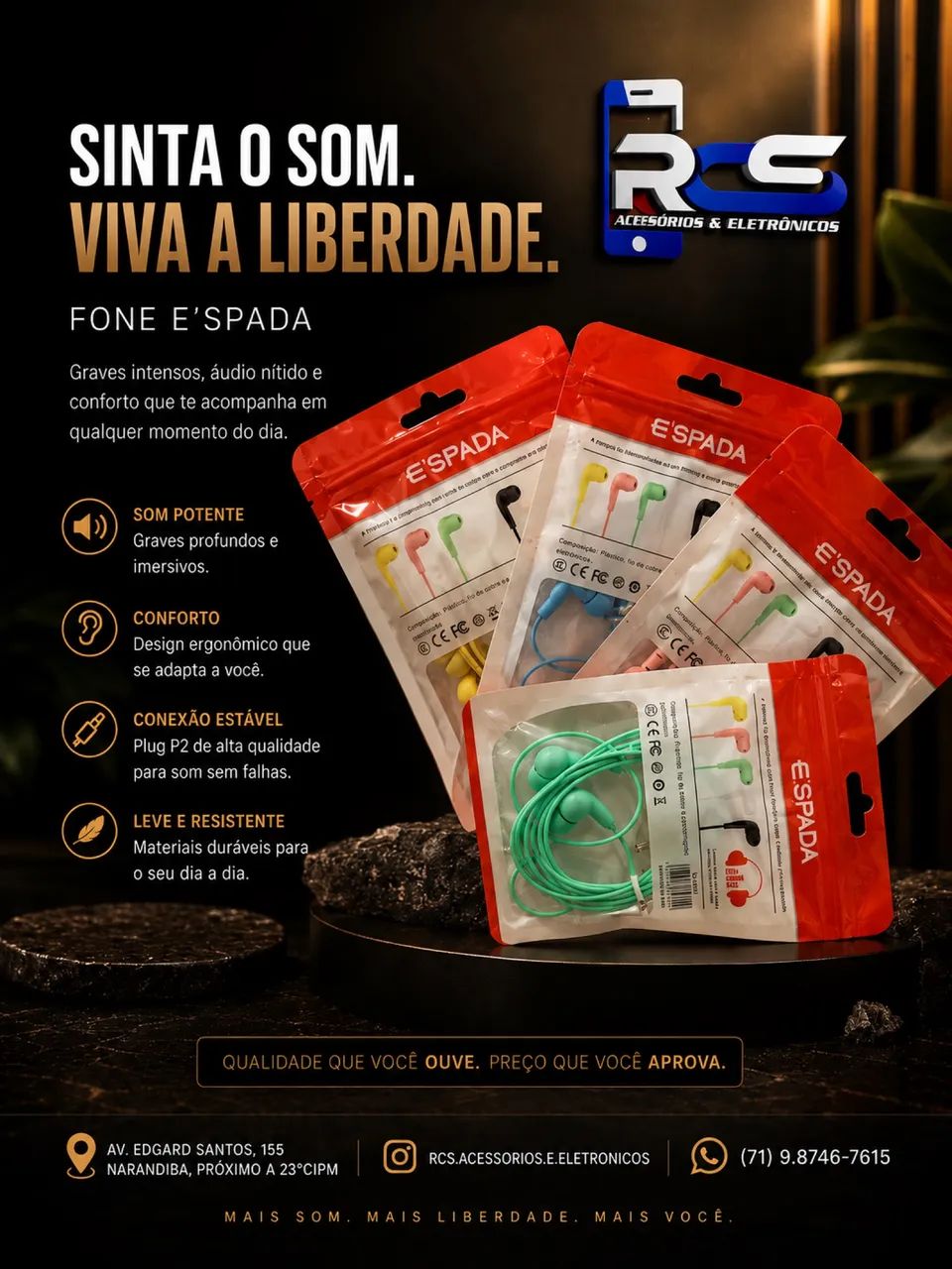 Fone de ouvido com fio