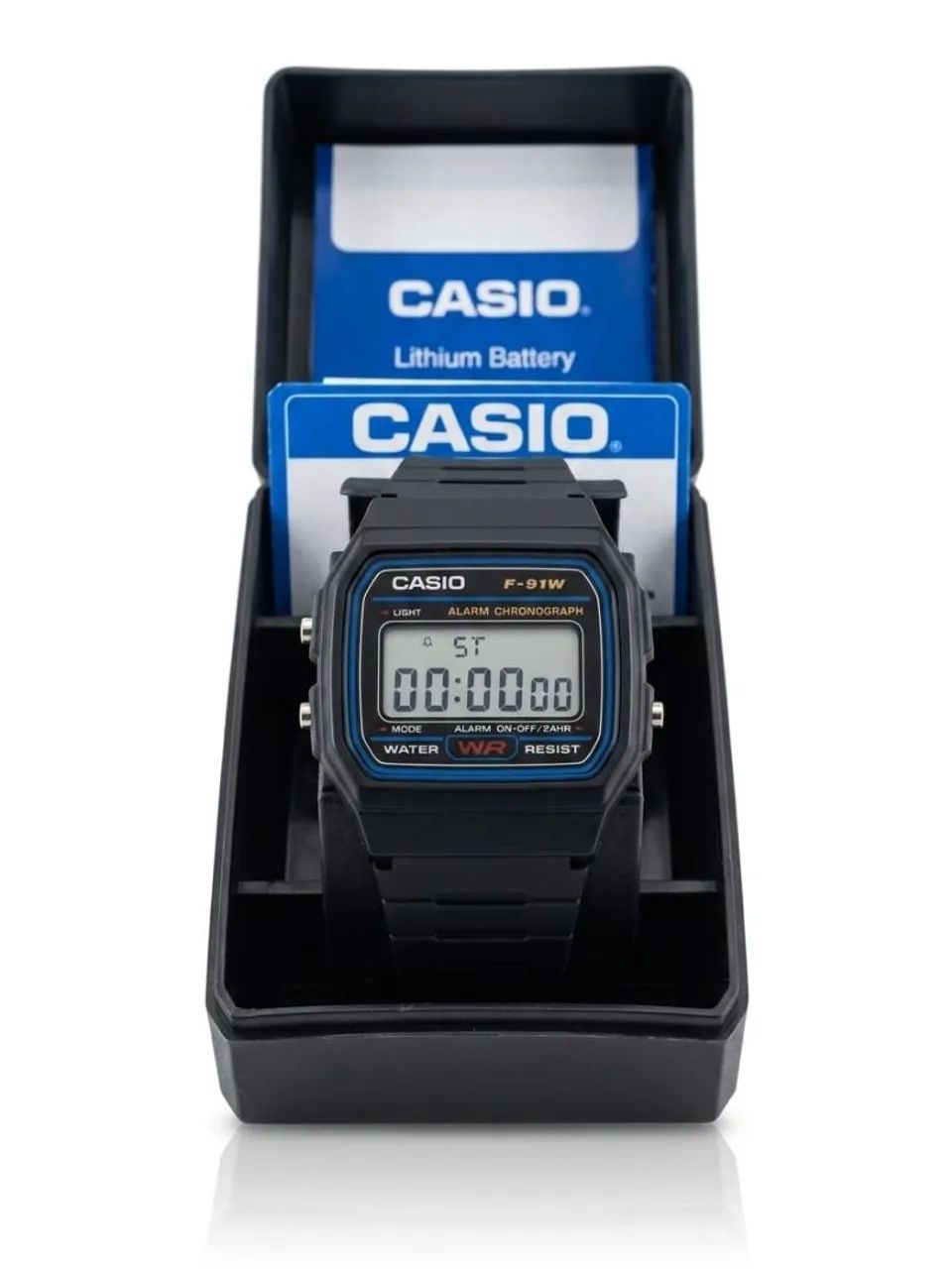 Relógio Casio F-91W Original Digital Preto Azul - Foto 4