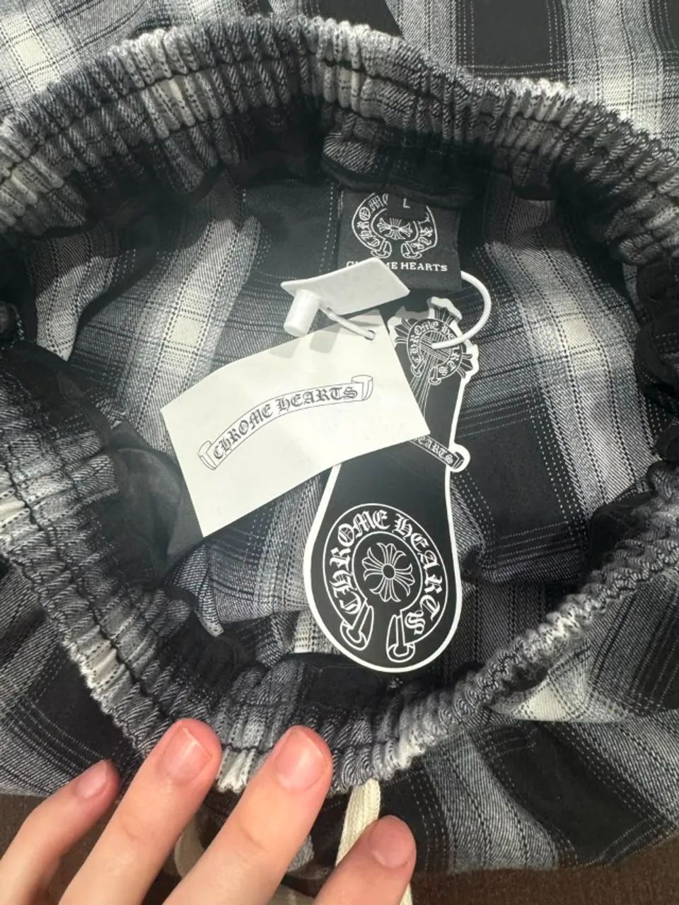 Calça Chrome Hearts nova xadrez preta e branca - Foto 3