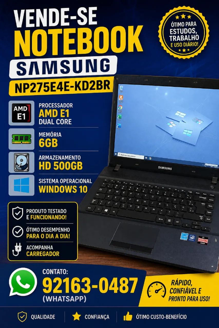 Notebook Samsung NP275E4E 14 | 6GB RAM | Win10 | Conservado