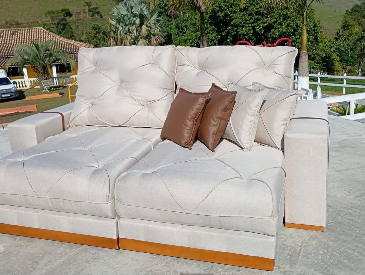 Sofa retratil bege 2,30m top !! - Foto 3