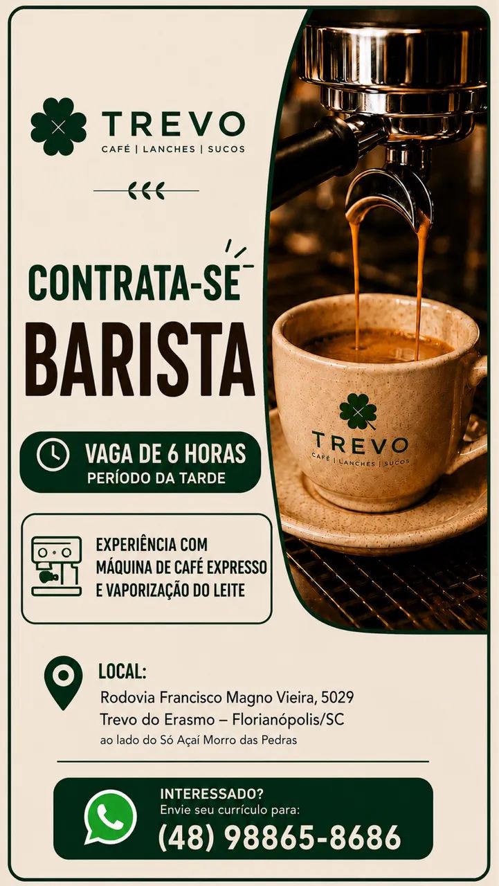Vaga para Barista - TREVO CAFÉ
