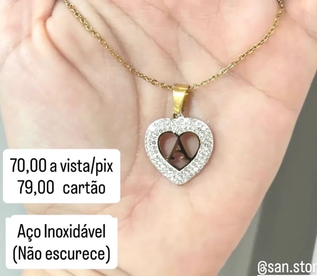 Colar Letra A - Aço Inoxidável  - Foto 2