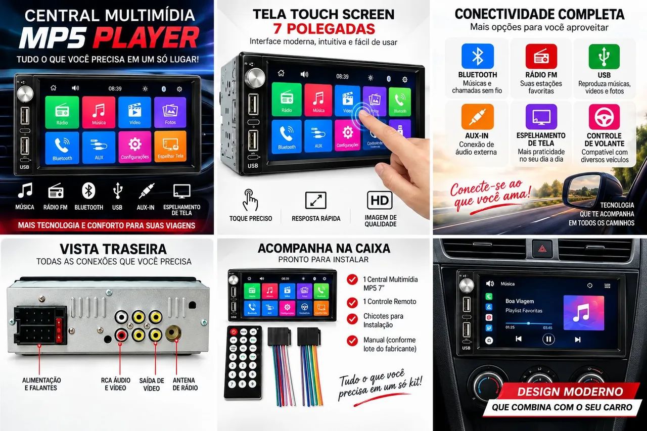 Central Multimídia MP5 Player 7°