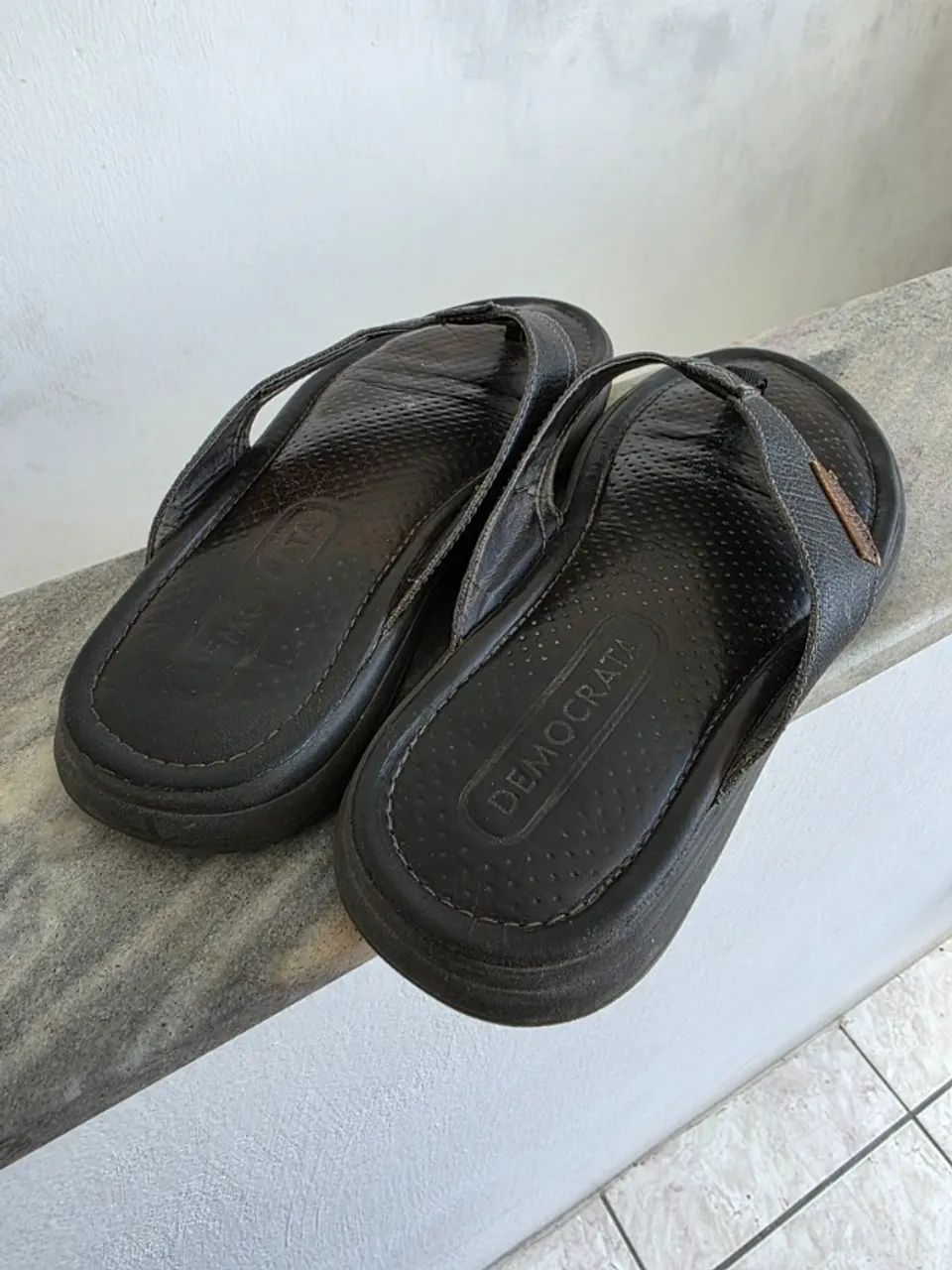 Chinelo Democrata Marrom Couro Num 39 Zero - Foto 2