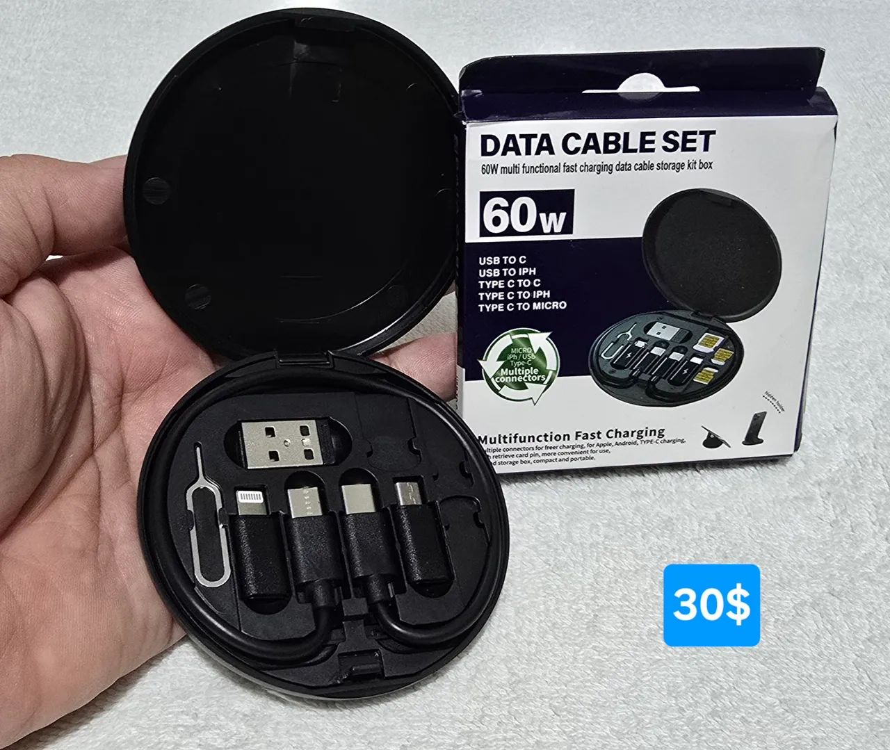 Kit cabo carregador de celular turbo com todos os conectores 
