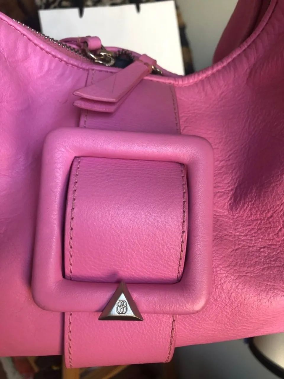 bolsa schutz média em couro legítimo rosa - Foto 3