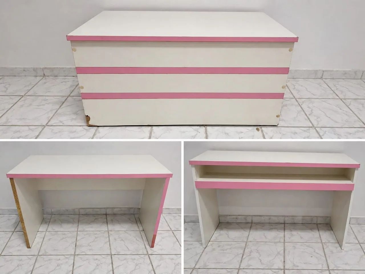 Kit de móveis branco com rosa bem interessante.  - Foto 3