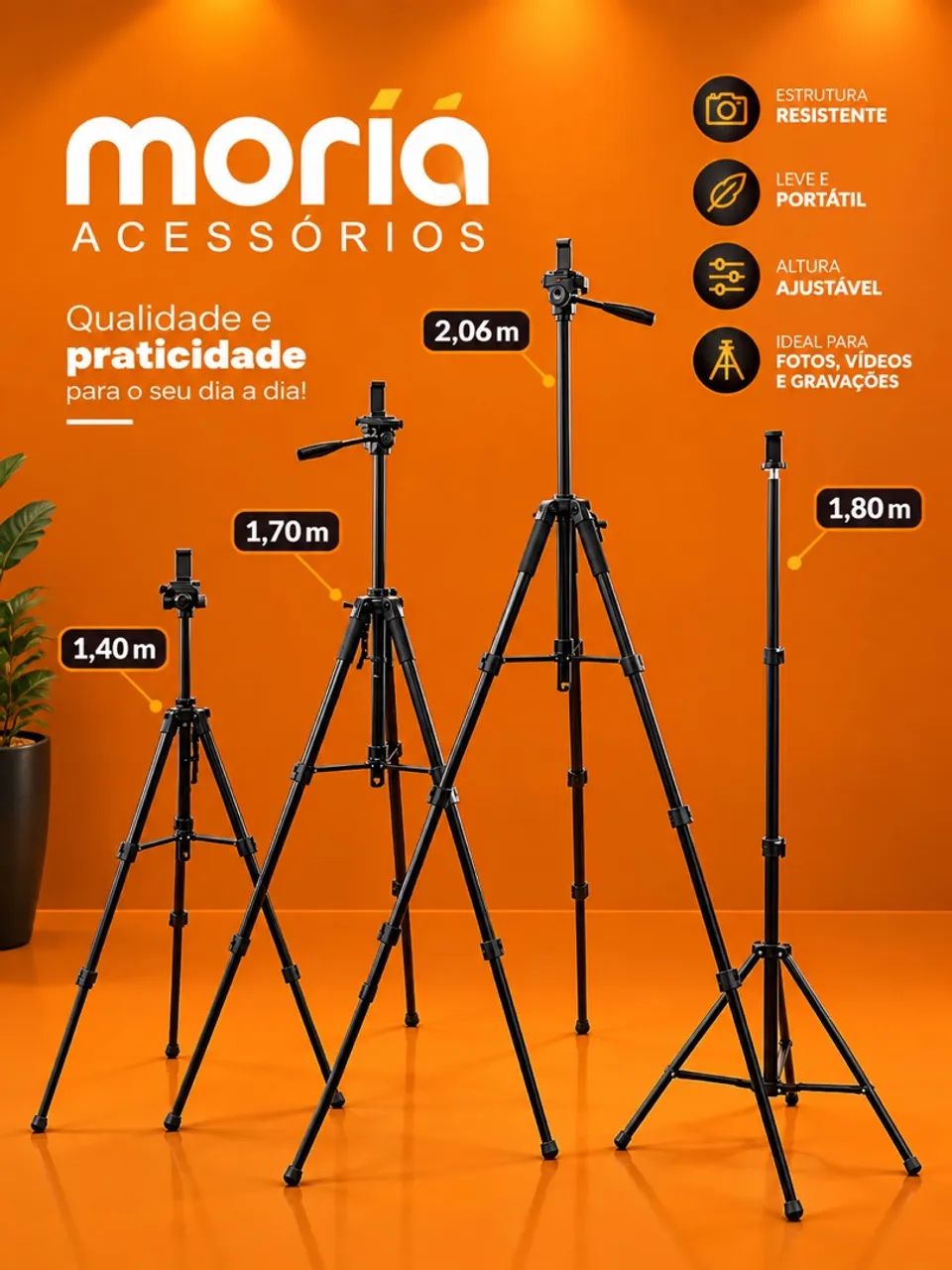 Tripé Profissional Celular e Câmera Cabeça Hidráulica Panorâmica 360° 