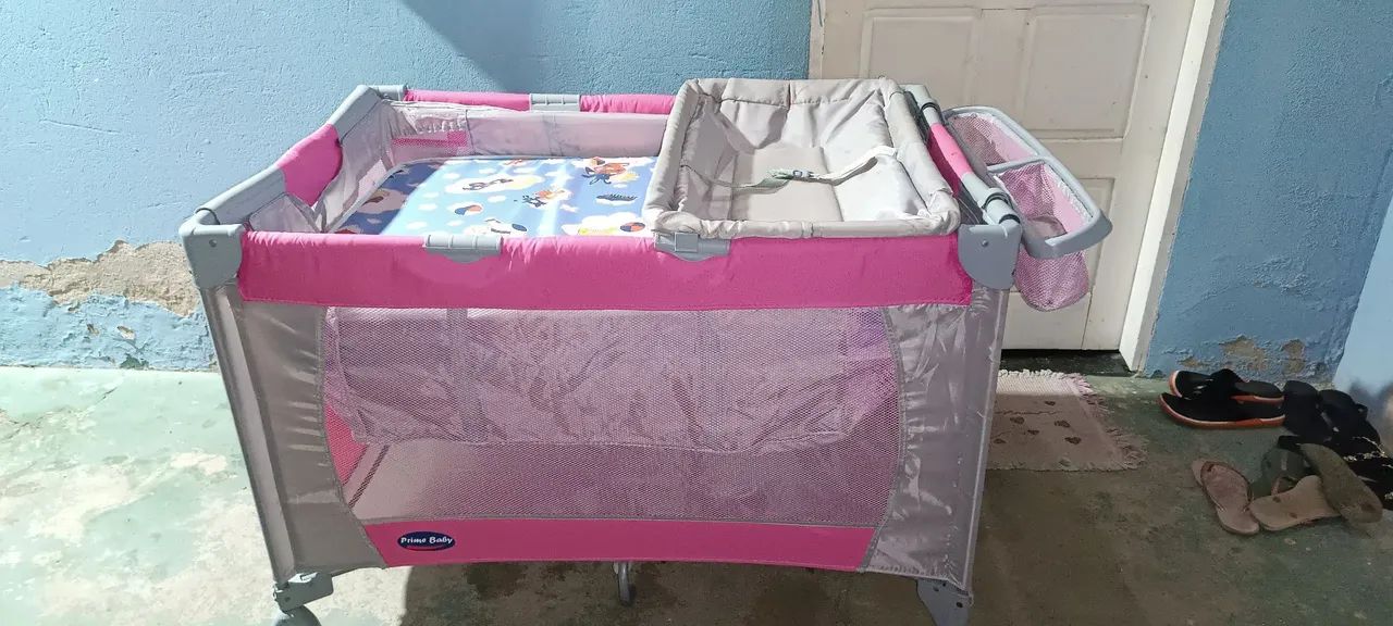 Chiqueirinho de menina rosa com cinza , com colchão  - Foto 5