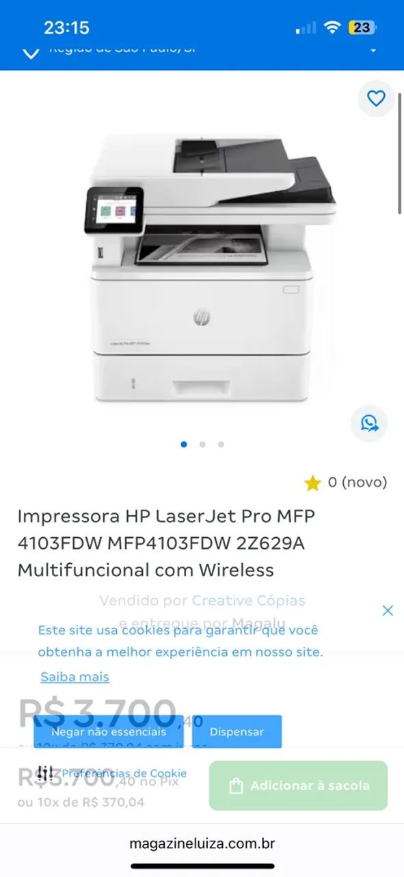 Impressora HP LaserJet Pro MFP 4103FDW 