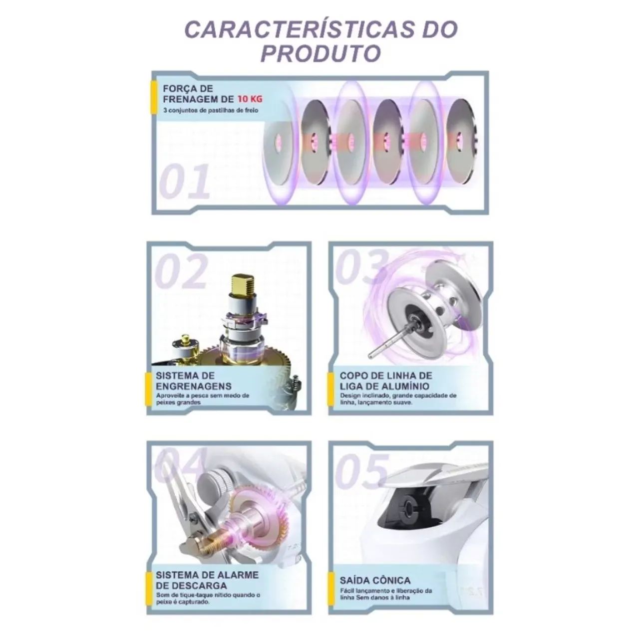 Kit pesca vara e carretilha branca  - Foto 6