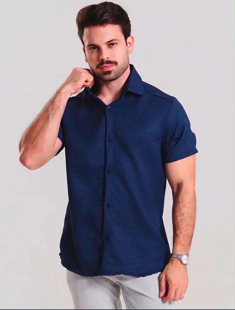 Camisa linho de botão masculina  - Foto 5