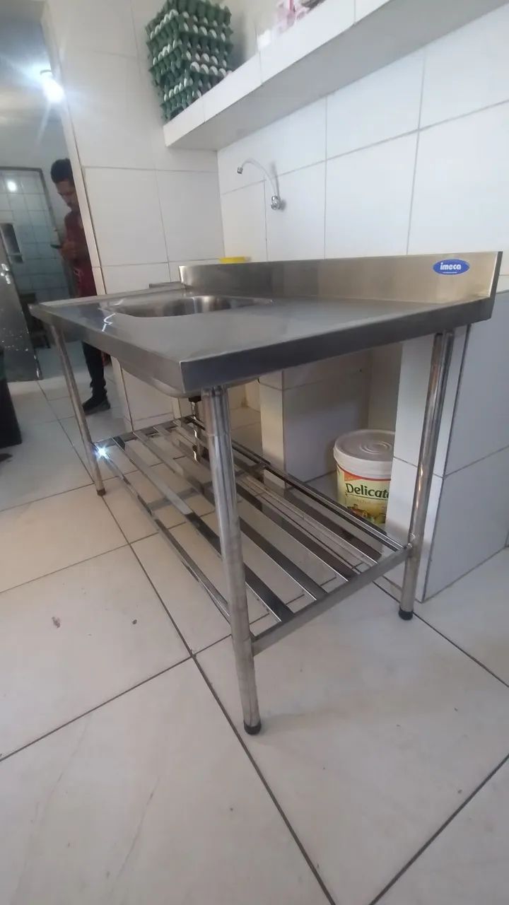 MESA INOX 1.50 METRO X 70 LA COM 1 CUBA IMECA  - Foto 5