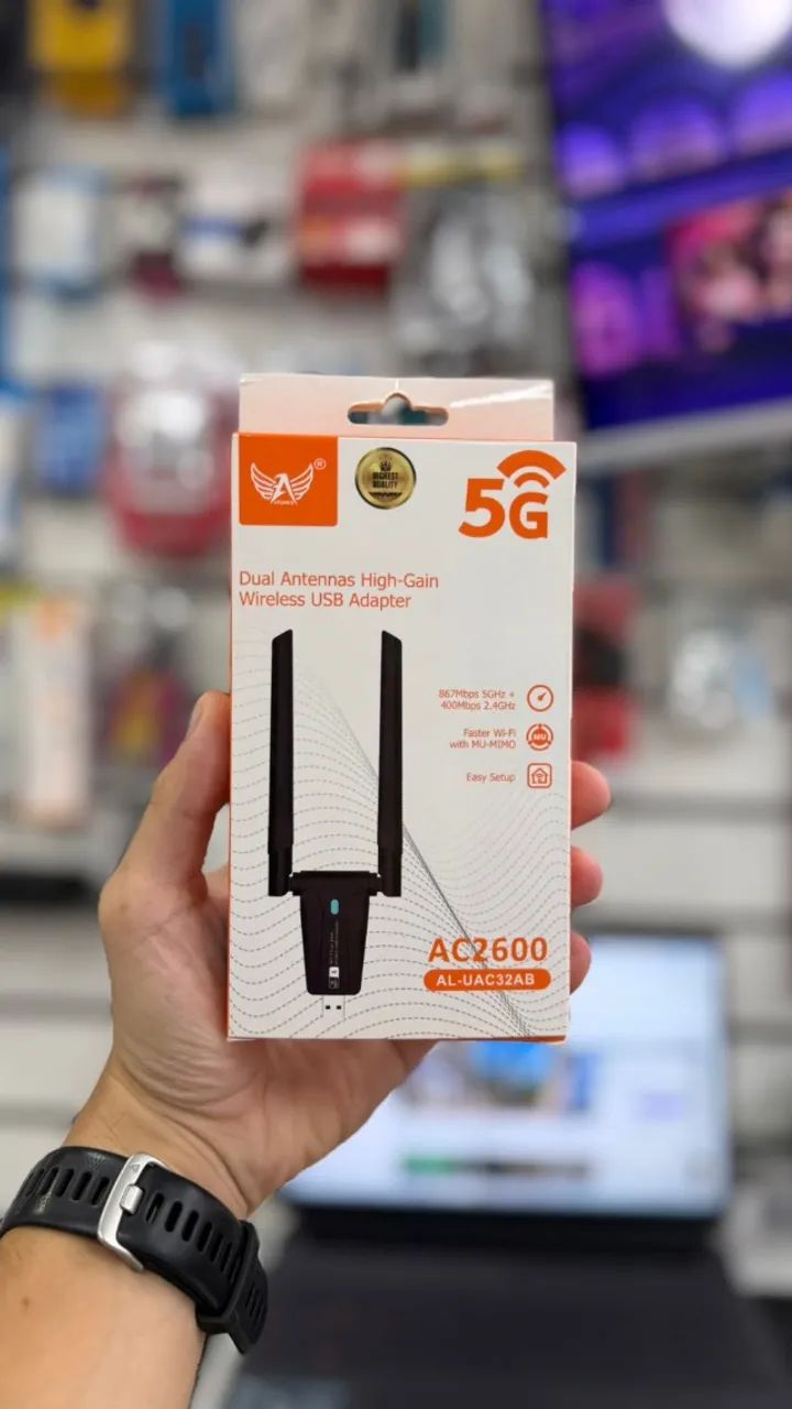 Receptor Wi-Fi USB Dual Antena 5G AC2600