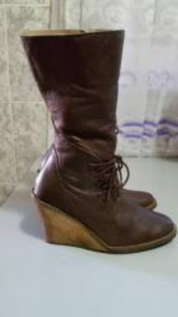 Bota Couro Marrom Cano Alto - Foto 3