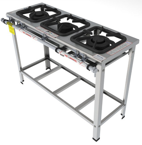 Fogão 3 bocas linha mista inox contato Arnildo