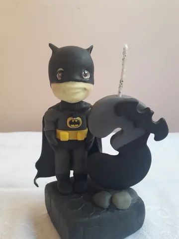 Vela Topo De Bolo Batman Lego Em Biscuit