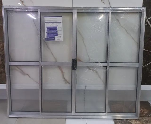 Janela Alumínio 100x120 8 folhas natural reforçada 