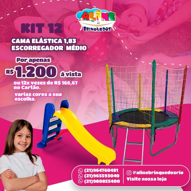 Cama elástica 1.83 escorregador médio 