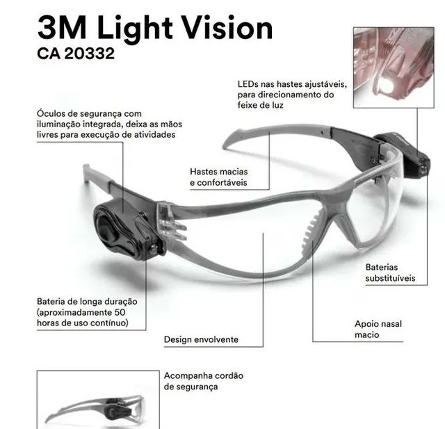 Óculos Com Leds 3M Ligth Vision CA 20332 - Foto 4