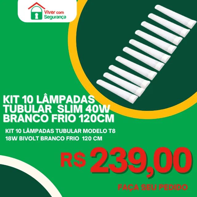 Kit com 10 Luminárias Slim de Led Linear 40 w Branco Frio 120cm