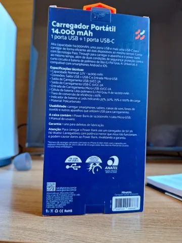 Carregador Portátil/Power Bank Geonav 14000mAh - PB14KAL - Foto 2