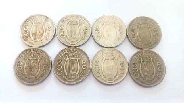 Lote de 8 moedas de 300 réis de níquel série personalidades ilustres Carlos Gomes - Foto 3