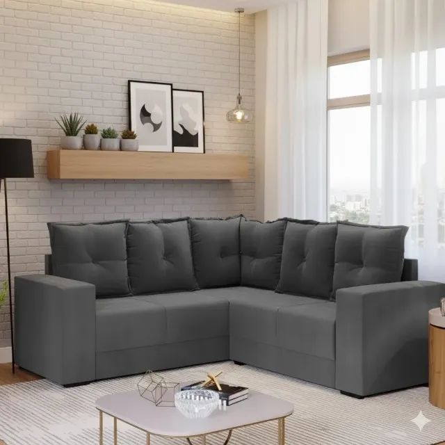 Sofá de Canto Patricia Cinza (PRODUTO COM ESTOQUE)