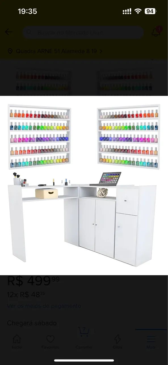 mesa de nail designer com esmalteiro 