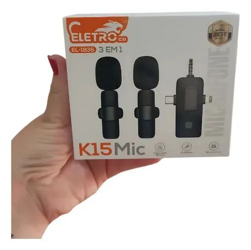 Microfone De Lapela Duplo Profissional 3 In 1 Wireless