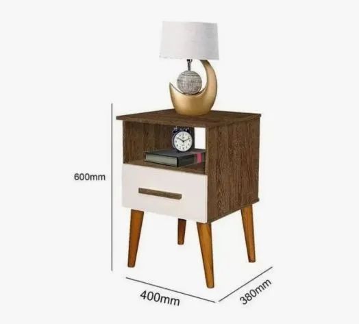 Mesa de cabeceira Canela/Off white 