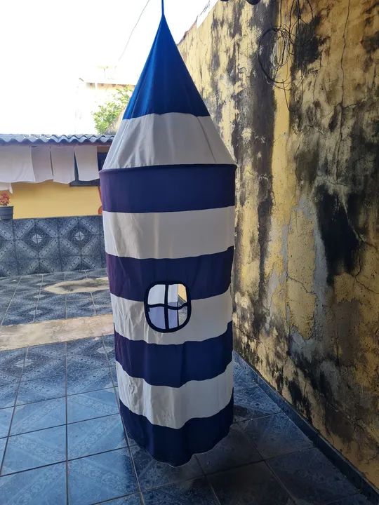 Casinha tenda de Brincar Infantil foguete - Azul e Branco - Foto 2