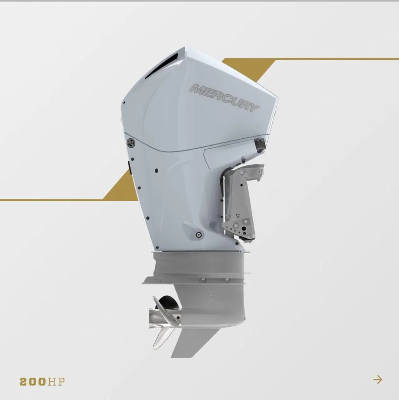Mercury 200 HP Branco - Motor de Popa Novo