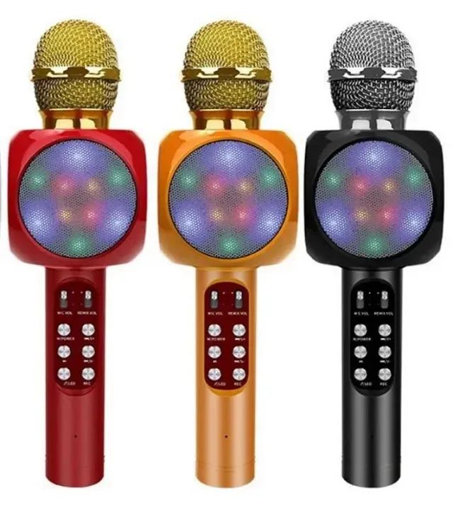 Microfone Bluetooth Sem Fio Karaoke Youtuber Luz Led Mk02 - Foto 2