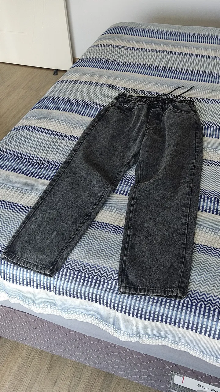 Calça Jeans Black Stone Lavada com Cós de Elástico