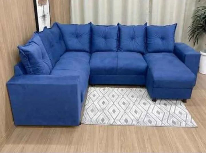 Sofá de Canto em Suede Marrom - Conforto e Estilo - Foto 5