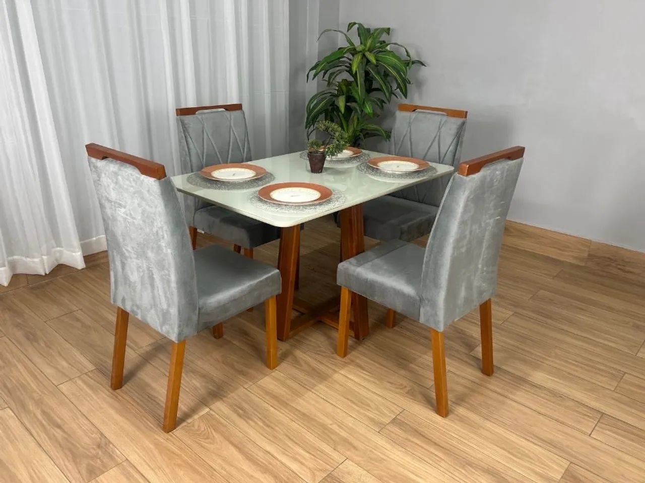 Mesa de Jantar 1.20×0.80 Com 4 Cadeiras- Entrega Rápida