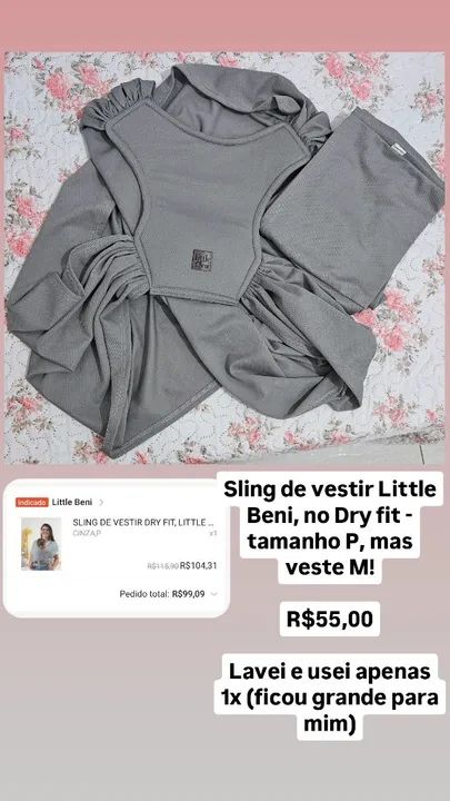 Sling de vestir no Dry fit - marca Little Beni cinza - Foto 2
