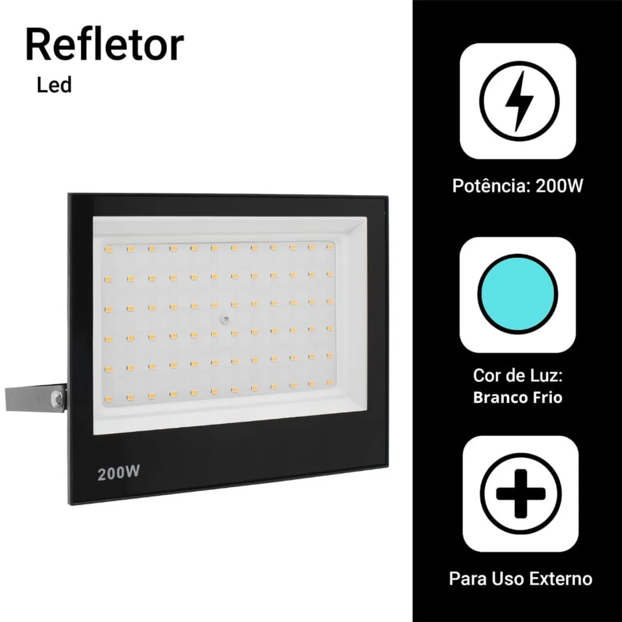 Refletor LED 200W - Branco Frio - Uso Externo